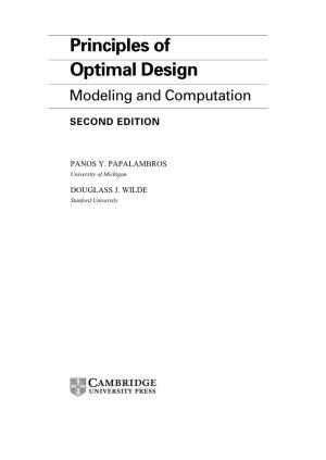Principles of Optimal Design Modeling and Computation