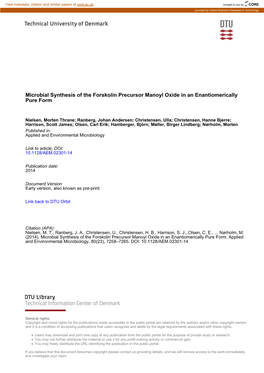 Microbial Synthesis of the Forskolin Precursor Manoyl Oxide in an Enantiomerically Pure Form