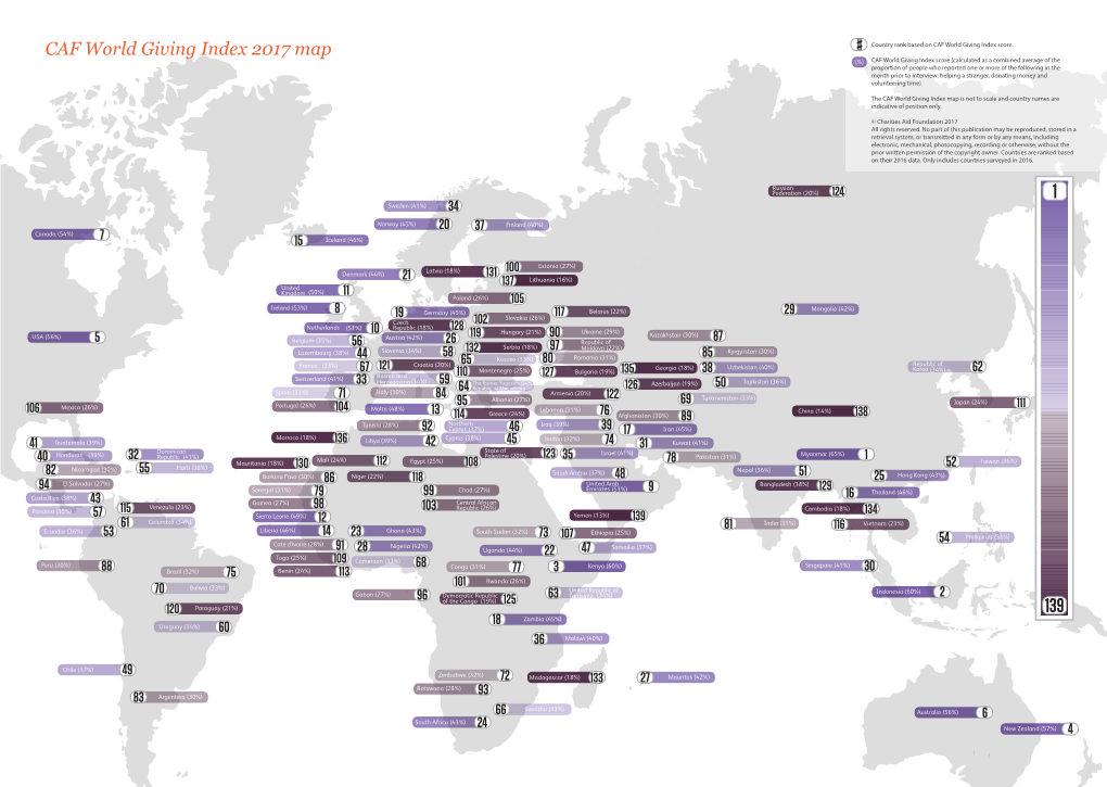 CAF World Giving Index 2017 Map # Country Rank Based on CAF World Giving Index Score