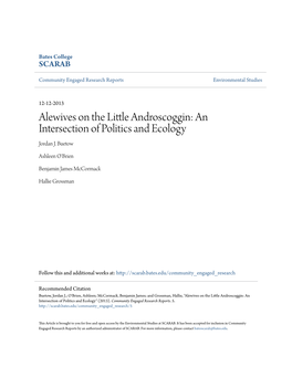 Alewives on the Little Androscoggin: an Intersection of Politics and Ecology Jordan J