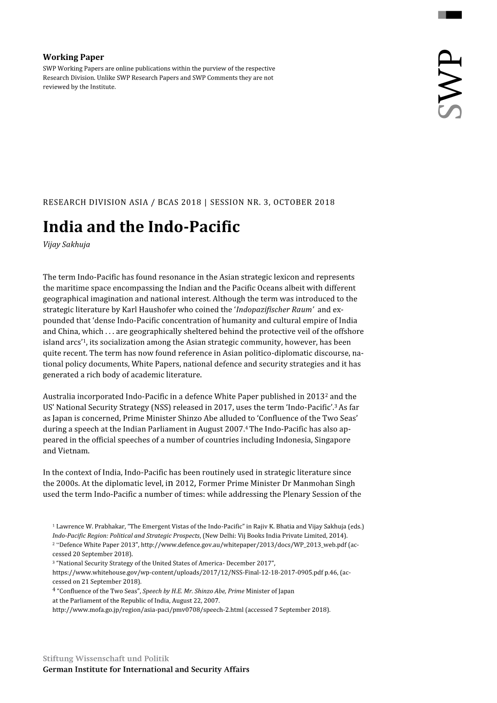 India and the Indo-Pacific Vijay Sakhuja