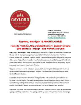 Gaylord Is an ALL Outdoors Safe Summer Getaway