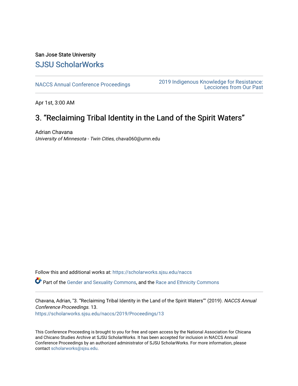 3. Â•Œreclaiming Tribal Identity in the Land of the Spirit Watersâ•Š