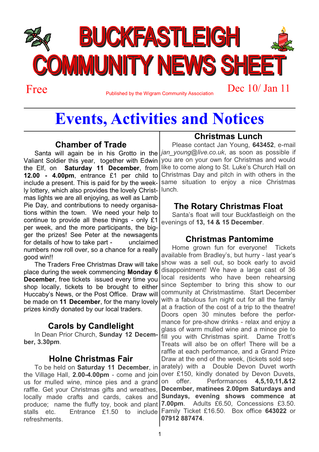 Events, Activities and Notices