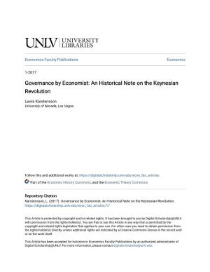 Governance by Economist: an Historical Note on the Keynesian Revolution