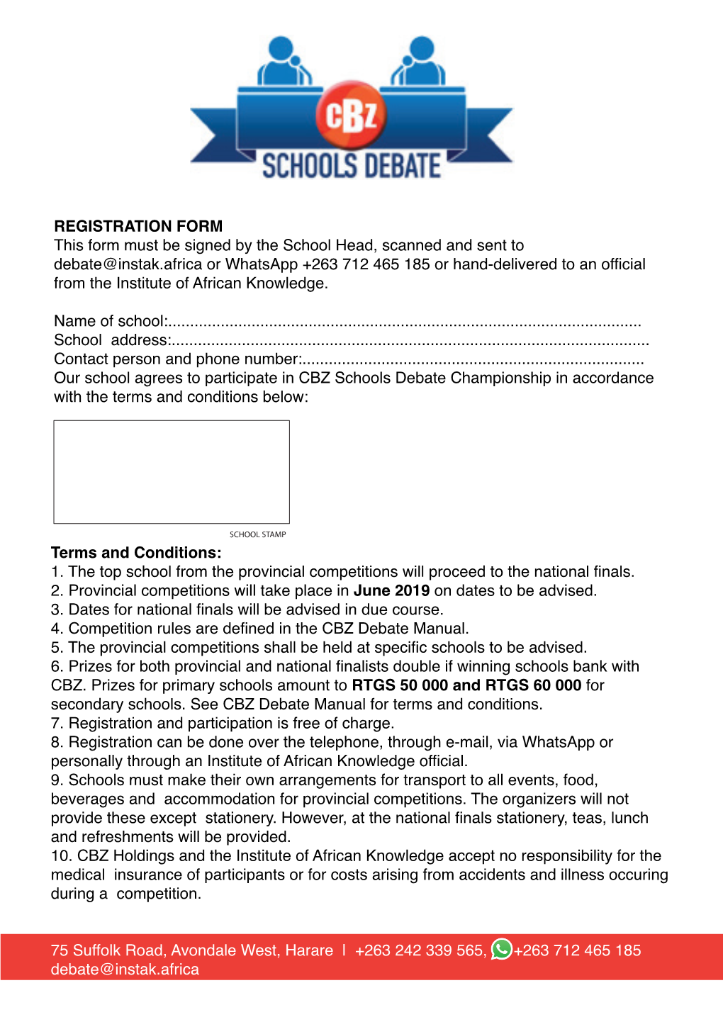 Cbz Reg Form 2019