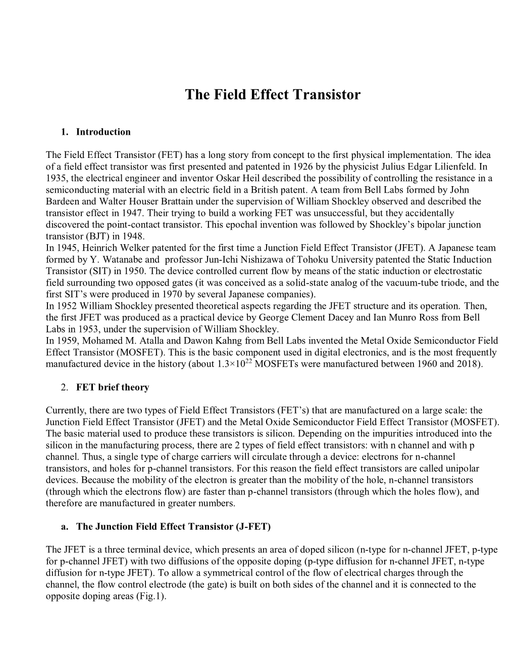 The Field Effect Transistor