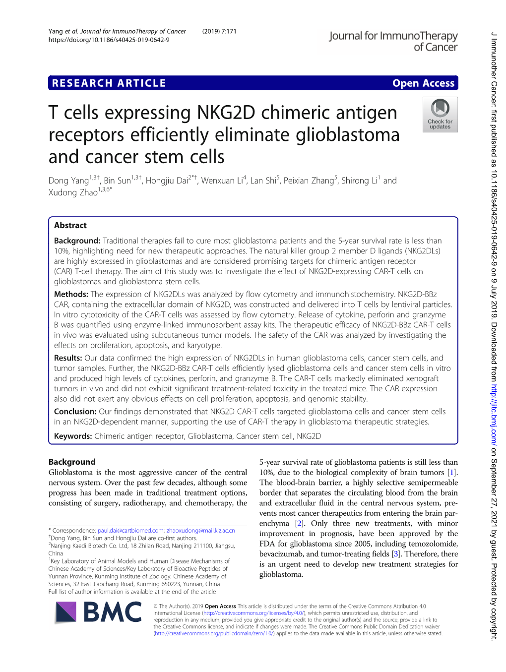 T Cells Expressing NKG2D Chimeric Antigen Receptors Efficiently