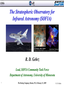 The Stratospheric Observatory for Infrared Astronomy (SOFIA)