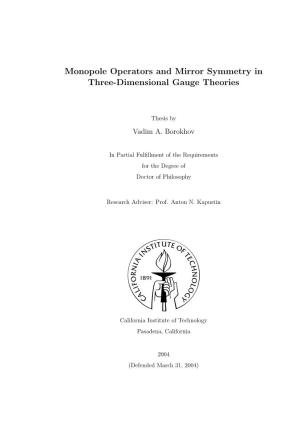 Monopole Operators and Mirror Symmetry in Three-Dimensional Gauge Theories
