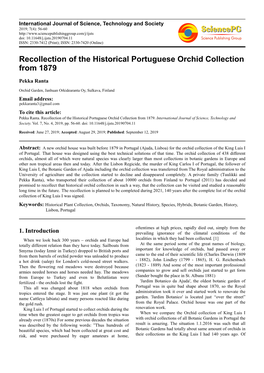 Recollection of the Historical Portuguese Orchid Collection from 1879