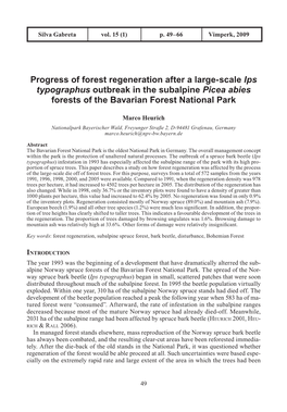Progress of Forest Regeneration After a Large-Scale Ips Typographus Outbreak in the Subalpine Picea Abies Forests of the Bavarian Forest National Park