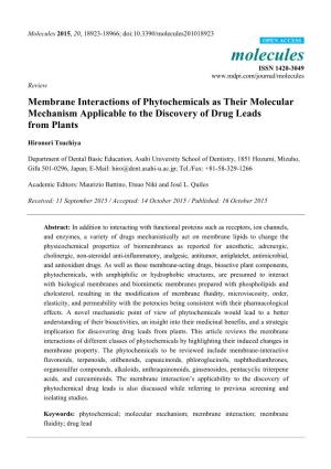 Membrane Interactions of Phytochemicals As Their Molecular Mechanism Applicable to the Discovery of Drug Leads from Plants