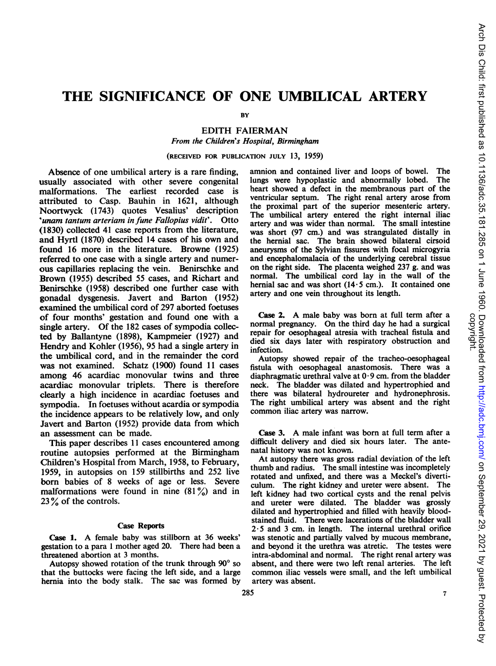 The Significance Ofone Umbilical Artery