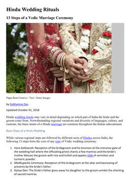 Hindu Wedding Rituals 13 Steps of a Vedic Marriage Ceremony