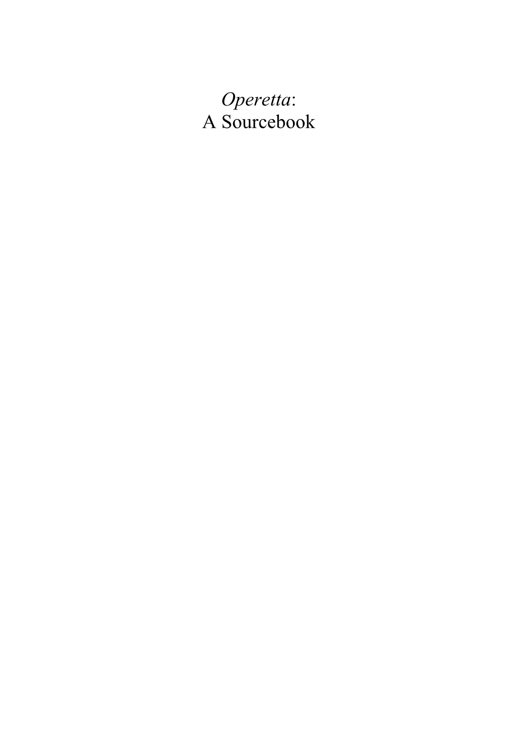 Operetta: a Sourcebook