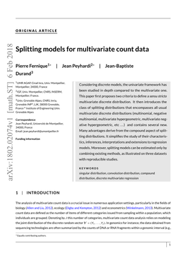 Splitting Models for Multivariate Count Data