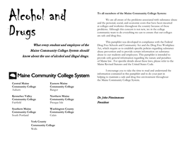 What Every Student and Employee of the Maine Community College System Should Know About the Use of Alcohol and Illegal Drugs