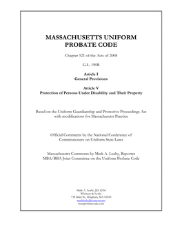 Massachusetts Uniform Probate Code