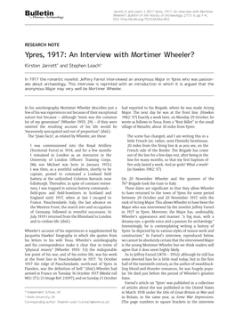 Ypres, 1917: an Interview with Mortimer Wheeler? Kirsten Jarrett* and Stephen Leach†