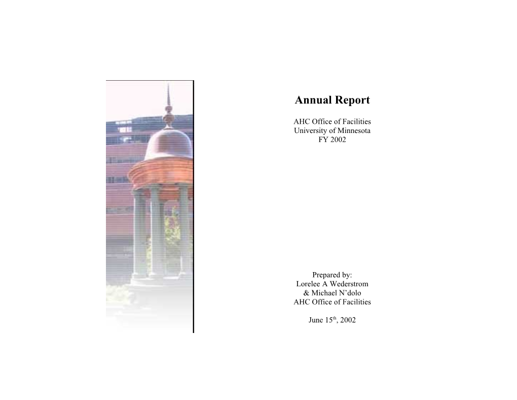 Annual Report - AHC Office of Facilities - FY 2002