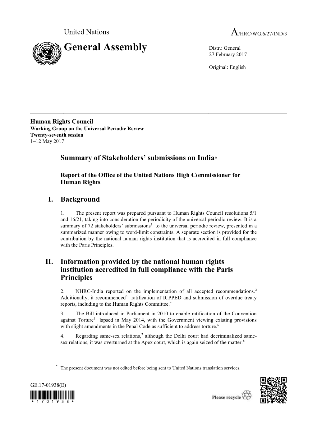 Cycle 3 – India Stakeholders