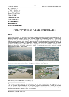 Poplave V Dneh Od 17. Do 21. Septembra 2010