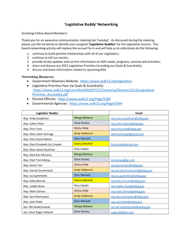 ASD Legislative Buddy Networking Assignment List