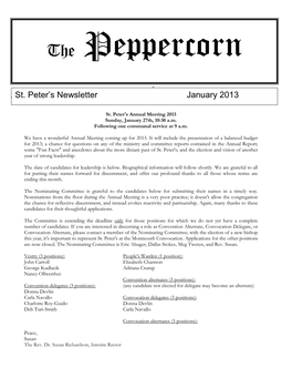 St. St. Peter's Newsletter January 2013
