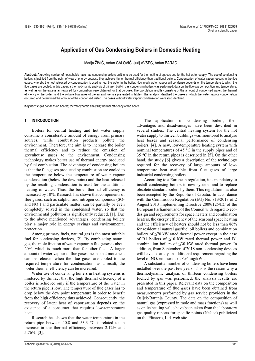 Application of Gas Condensing Boilers in Domestic Heating