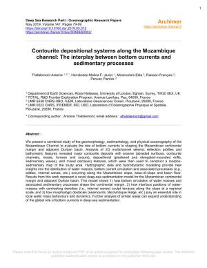 Contourite Depositional Systems Along the Mozambique Channel: the Interplay Between Bottom Currents and Sedimentary Processes