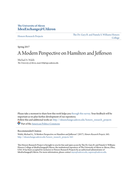 A Modern Perspective on Hamilton and Jefferson Michael A