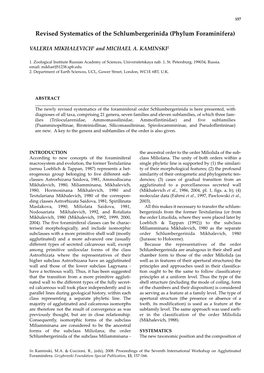 Revised Systematics of the Schlumbergerinida (Phylum Foraminifera)