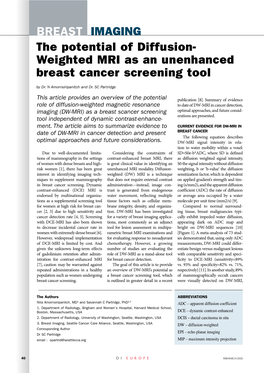 Weighted MRI As an Unenhanced Breast Cancer Screening Tool