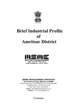 Brief Industrial Profile of Amritsar District