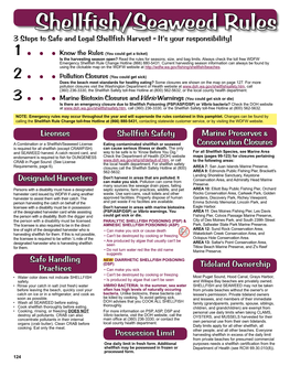 Shellfish/Seaweed Rules 3 Steps to Safe and Legal Shellfish Harvest - It's Your Responsibility!