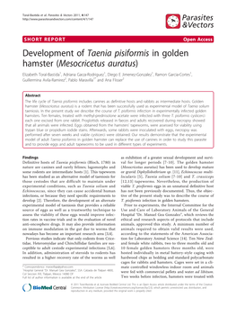 Development of Taenia Pisiformis in Golden Hamster