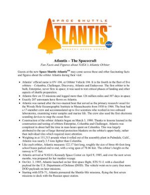 The Spacecraft Fun Facts and Figures About NASA’S Atlantis Orbiter