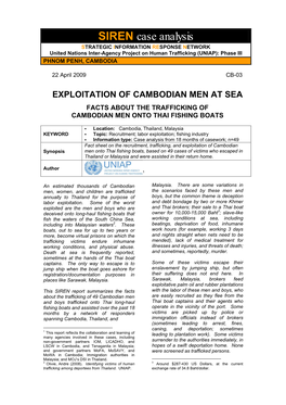 Facts About the Trafficking of Cambodian Men Onto Thai Fishing Boats