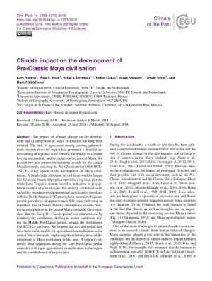Climate Impact on the Development of Pre-Classic Maya Civilisation