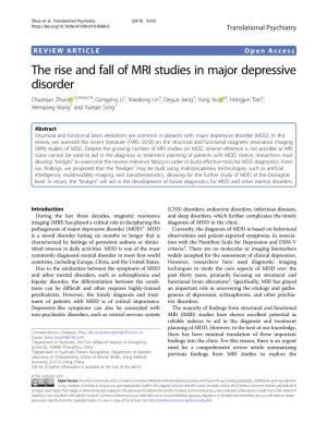 The Rise and Fall of MRI Studies in Major Depressive Disorder