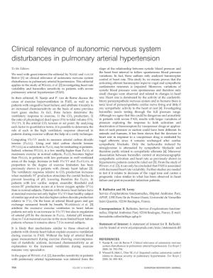 Clinical Relevance of Autonomic Nervous System Disturbances in Pulmonary Arterial Hypertension