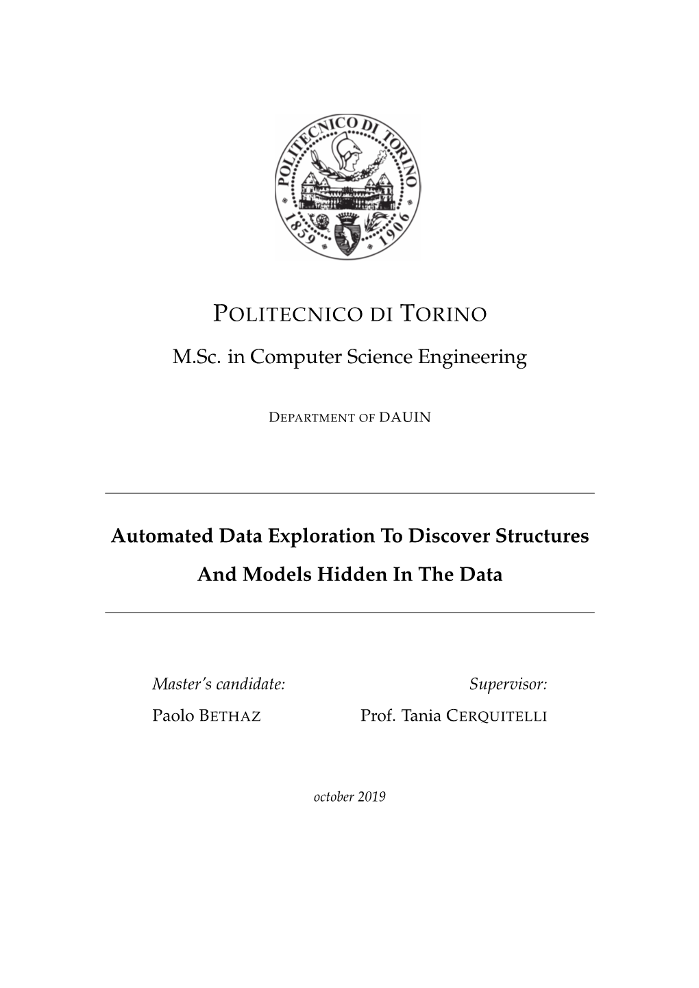 M.Sc. in Computer Science Engineering Automated Data