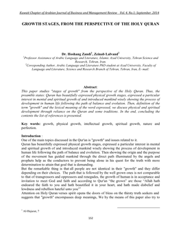 Growth Stages, from the Perspective of the Holy Quran