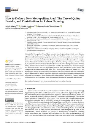 How to Define a New Metropolitan Area? the Case of Quito, Ecuador, and Contributions for Urban Planning