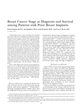 Breast Cancer Stage at Diagnosis and Survival Among Patients with Prior Breast Implants
