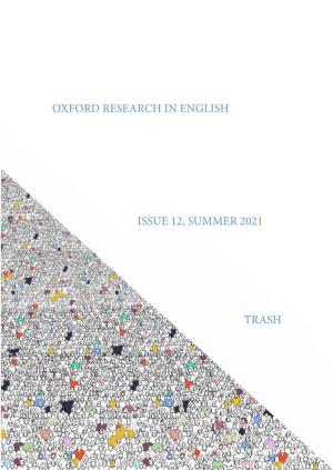 Oxford Research in English Issue 12, Summer 2021 Trash