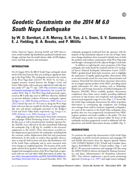 Geodetic Constraints on the 2014 M 6.0 South Napa Earthquake by W
