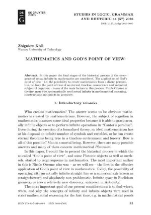 Mathematics and God's Point of View1