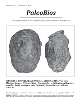 Paleobios 36:1–7, December 26, 2019 Paleobios